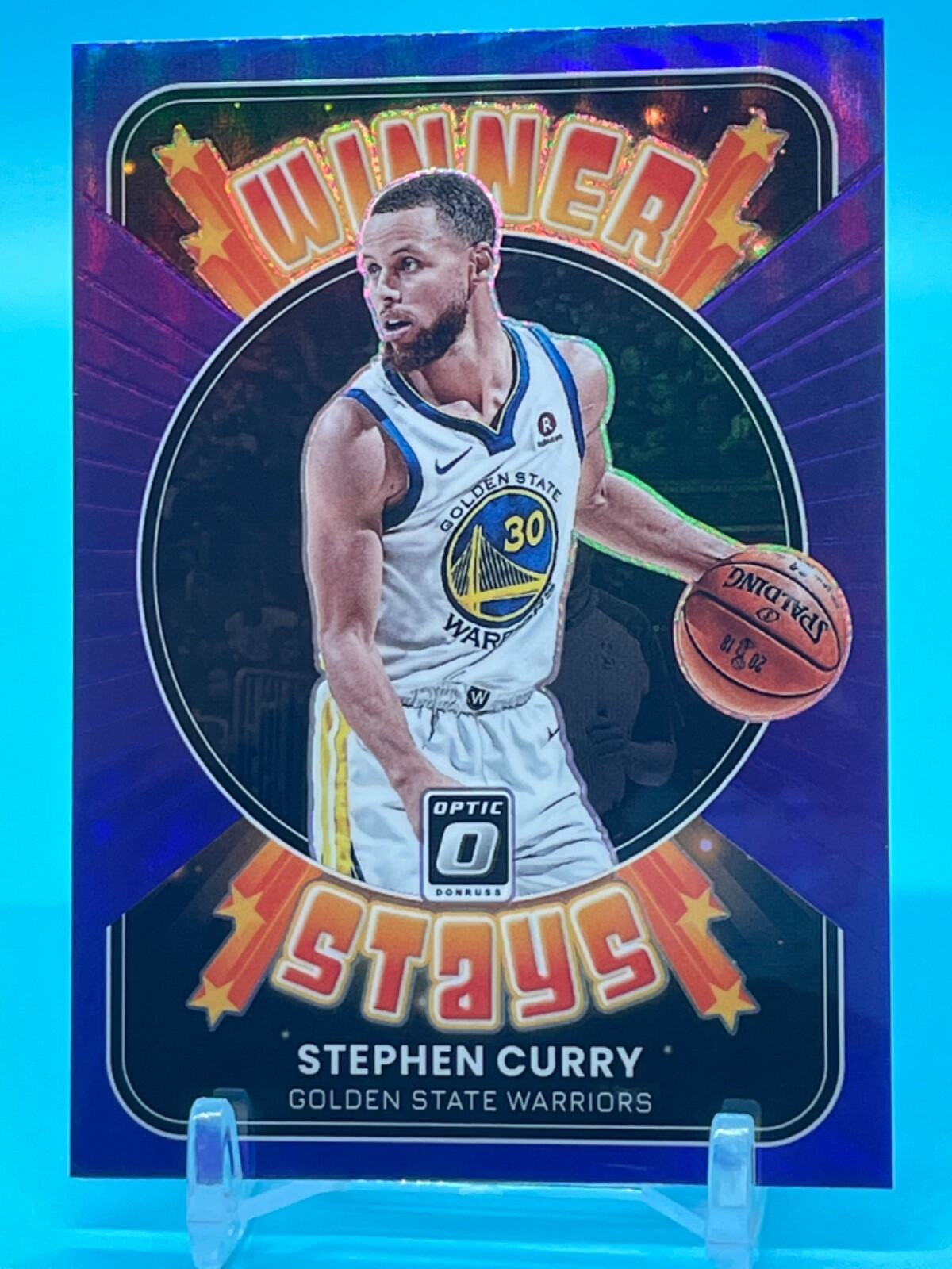 2021-22 Donruss Optic Steph Curry Purple Holo Winner Stays