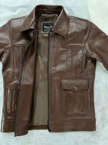 Celine Inspired Men Fashion Show Brown Leather Jacket Hedi Celine Inspired Men Fashion Show Brown Leather Jacket Hedi