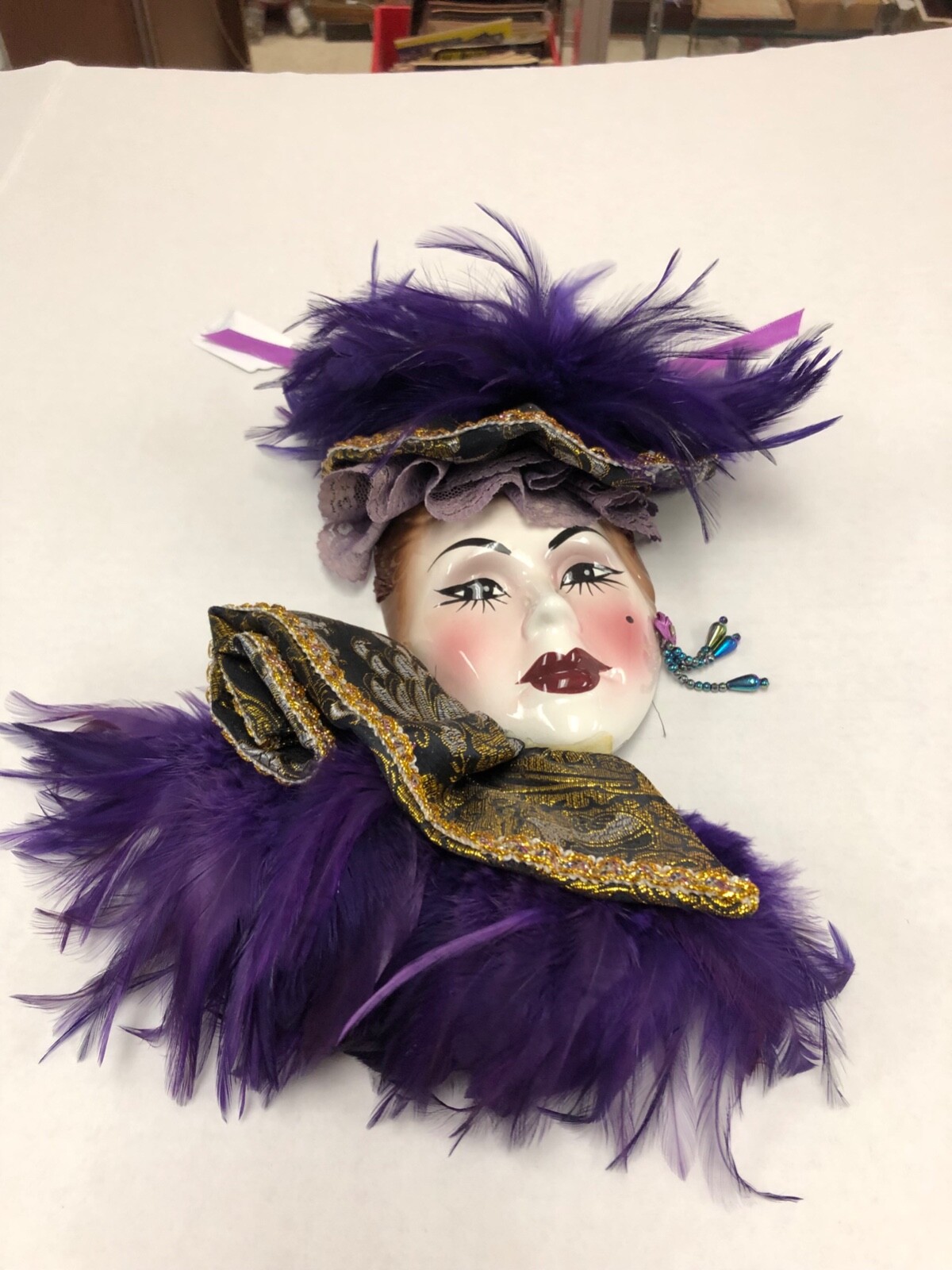 Vintage CLAY ART Victorian Lady Style Decorative Ceramic Face Mask Wall Hanging