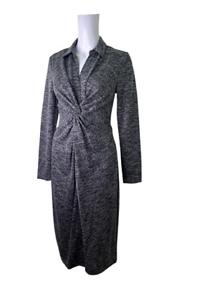 Principles Twist Dress Size 10 Grey Collared Know Front Womens NEW EU38 RRP £39