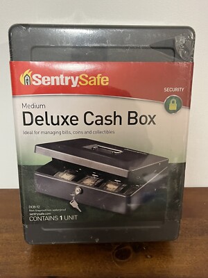 Sentry Safe Deluxe Cash Box DCB-12 w Lock Coins Cash Checks Receipts New Sealed