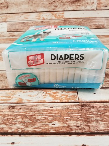 Simple Solution Size Medium 30ct White Disposable Dog Diapers for Female Dogs