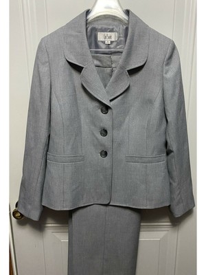 

LE SUIT Женские серые брюки прямого кроя на молнии, Серый, 50036735