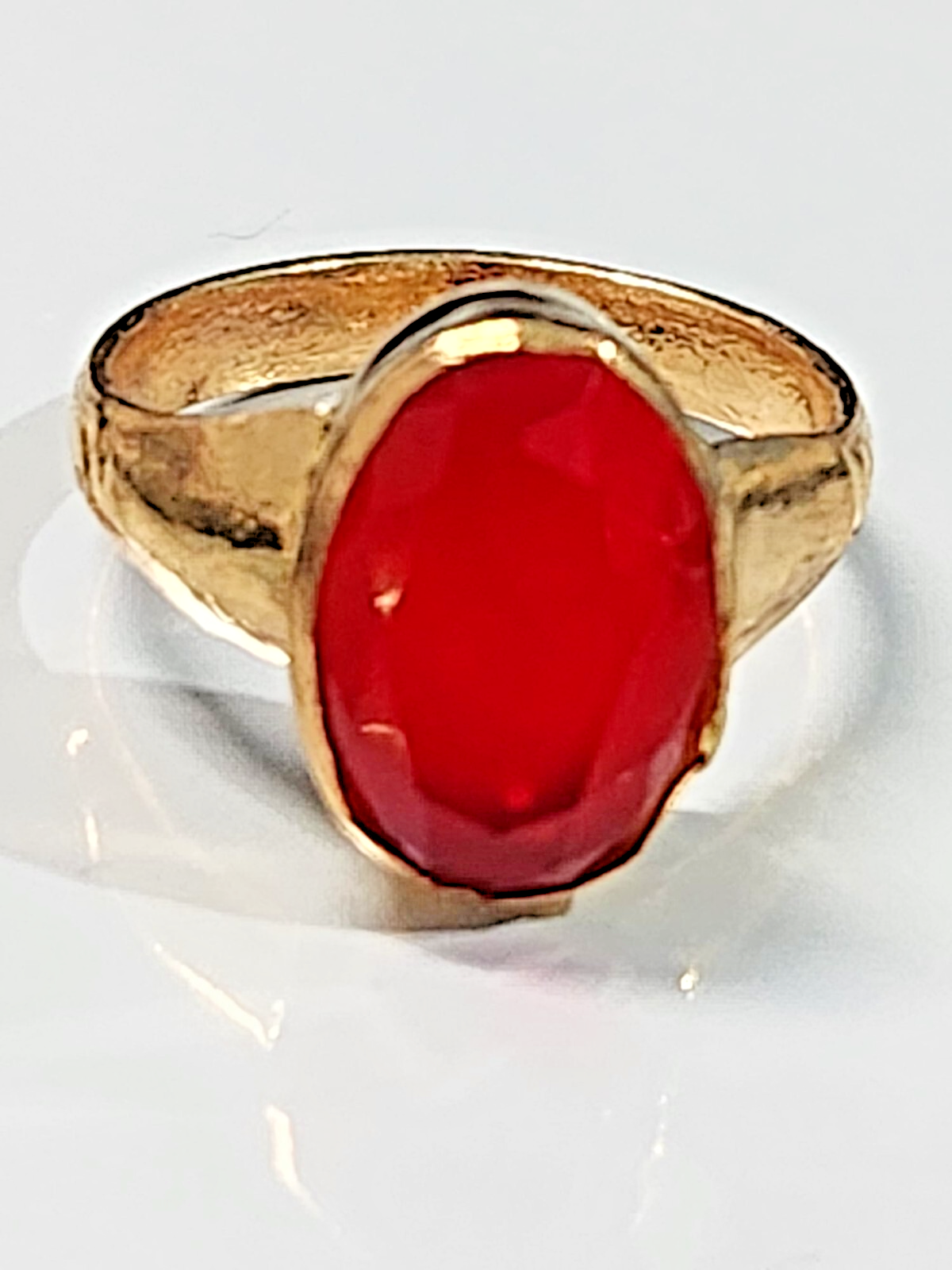 Birth Stone Fortune Rings in 22k Gold Plated RUBY Cut Gemstone. MEN/WOMEN UK SEL