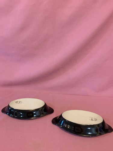 Hall Au Gratin Dish Oval Black #528 Lot of 2 Made in USA 9