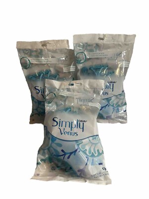 3x 9 Ct Pack Gillette Simply Venus 2-Blade Disposable Razors for Women Lt Blue