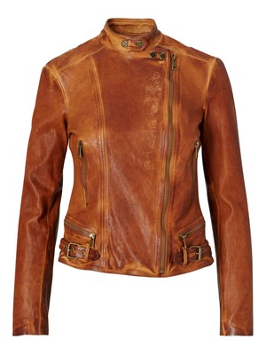 

LAUREN RALPH LAUREN Женская коричневая мотоциклетная куртка с карманами, Коричневый, 200652690001