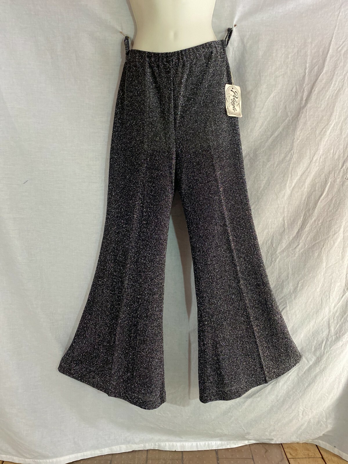 ＼半額SALE／ Pants NY Originit wTag 60-70s VTG Black Wide Metallic Silver メンズウェア