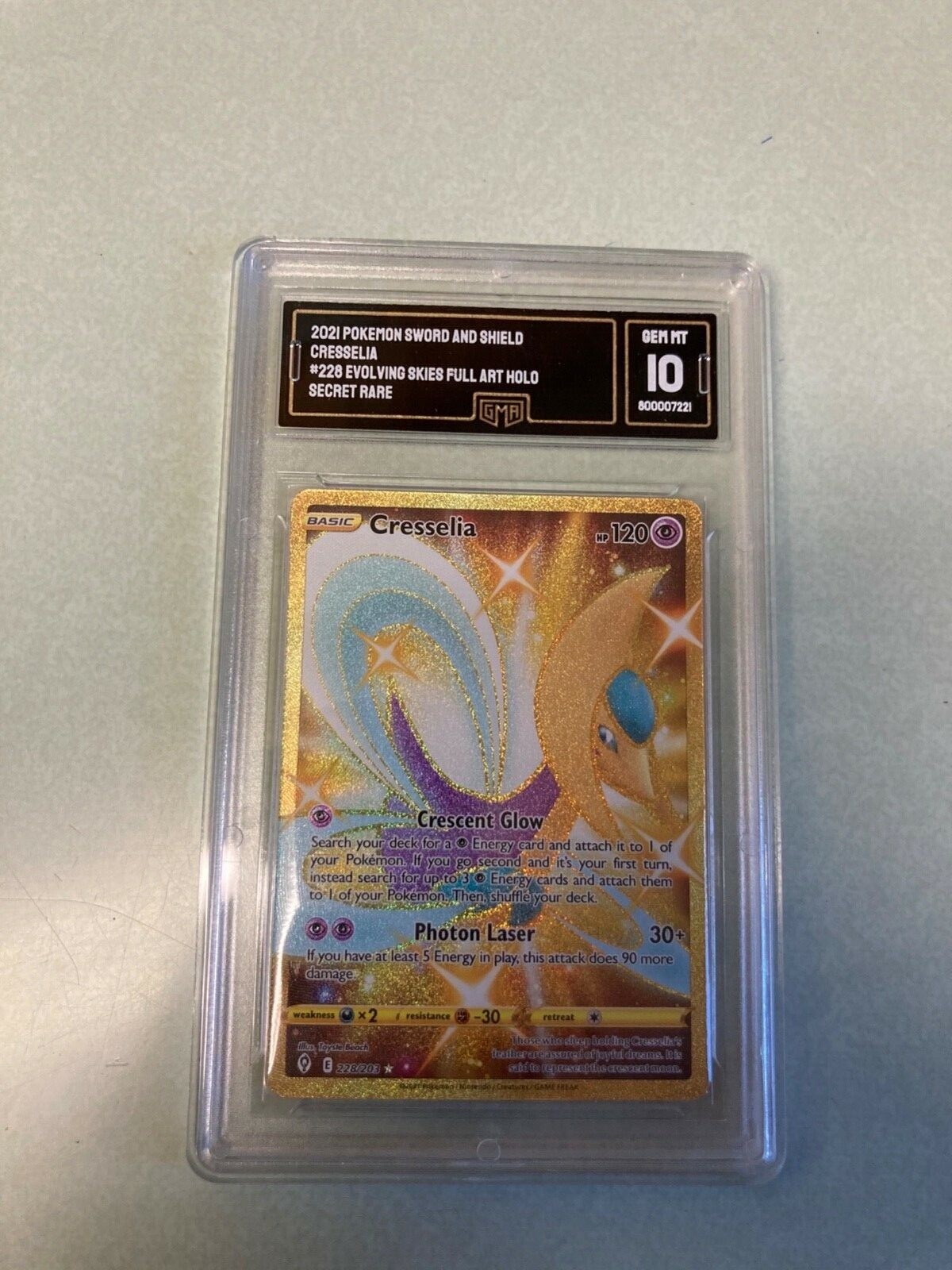 ★PSA10★【英語版/Cresselia/クレセリア/UR】#228/203 Cresselia 228/203 Pokemon Evolving Skies Secret Rare Gold