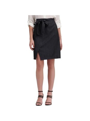 DKNY Женская темно-синяя юбка длиной до колена для работы с запахом 8