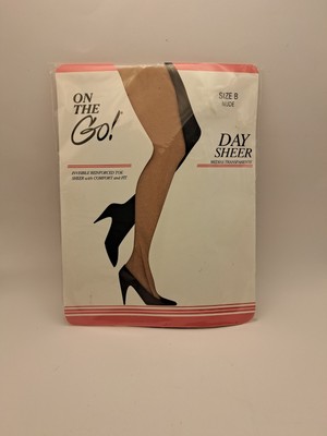 Pantyhose On The Go Day Sheer Size B NUDE with Invisible Reinforced Toe