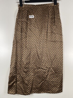 Vtg Francesca Of Damon For Starington Womens Midi Silk Skirt Gold Sz 8 12.5x27