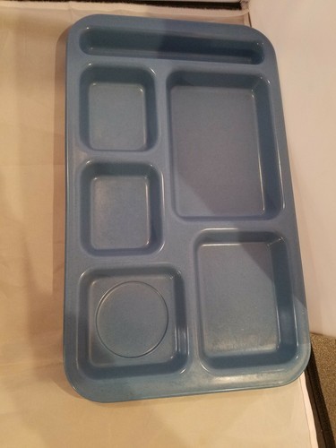 Vtg lot 4 Carlisle Divided Cafeteria Trays blue  Melmac