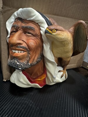 * As Is * VTG Bossons Chalkware Head Arab Man Sheik Falcon Wall Plaque England