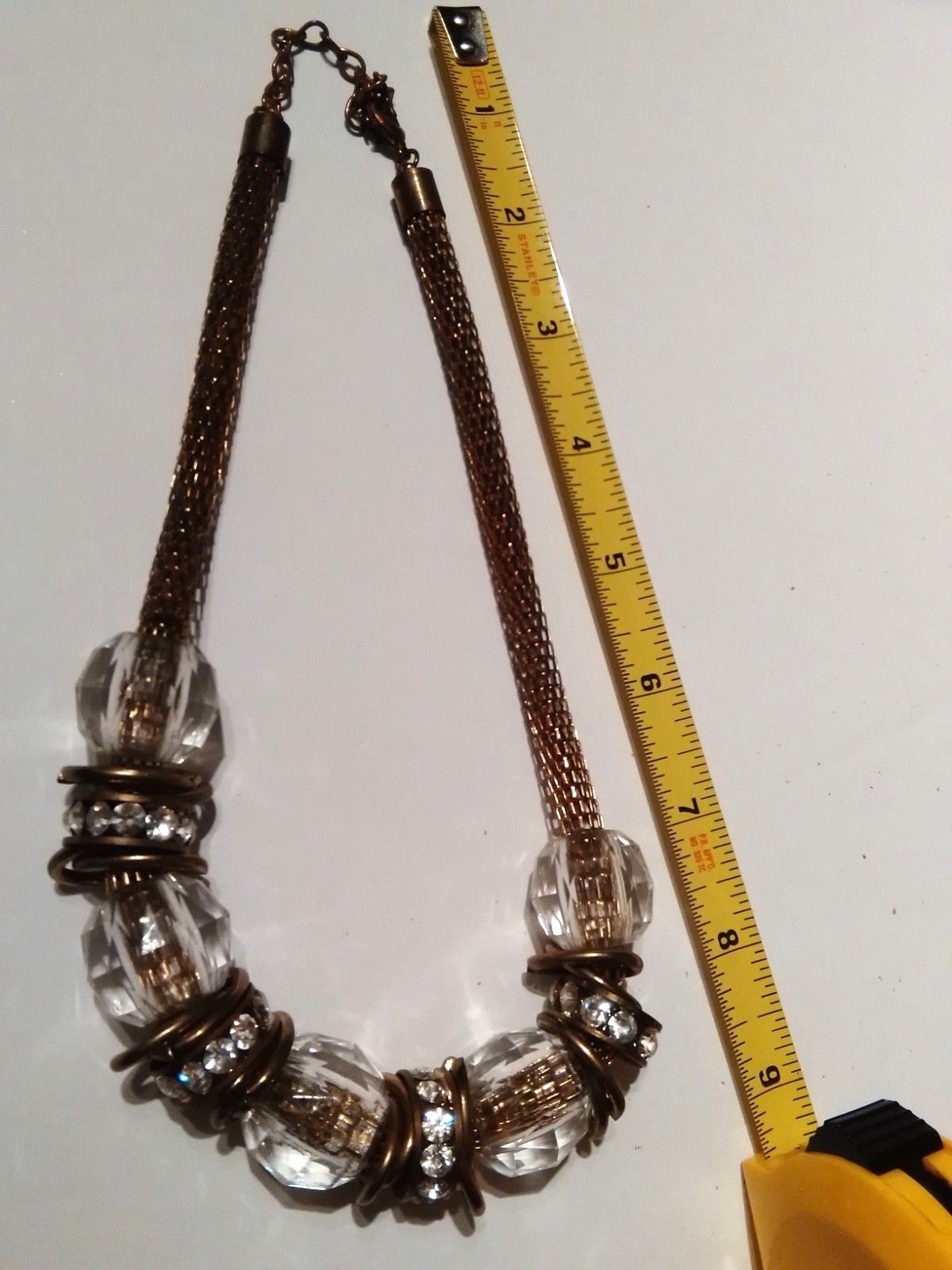 Vintage 80s HUGE Clear Lucite Acrylic Runway Statement Chunky Necklace Slider