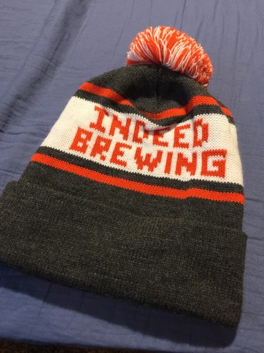 Indeed Brewing Minneapolis MN Orange Hat Winter Pom Cap Brewery Knit Beer