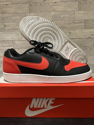 Size 15 - Nike Ebernon Low Black Habanero Red