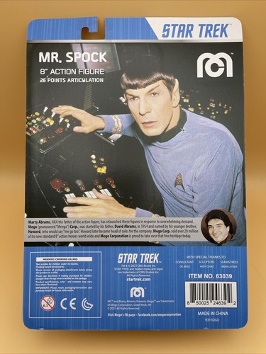 2021 Topps x Mego - Spock Star Trek 8&rdquo; Action Figure Motion Picture Marty Abrams