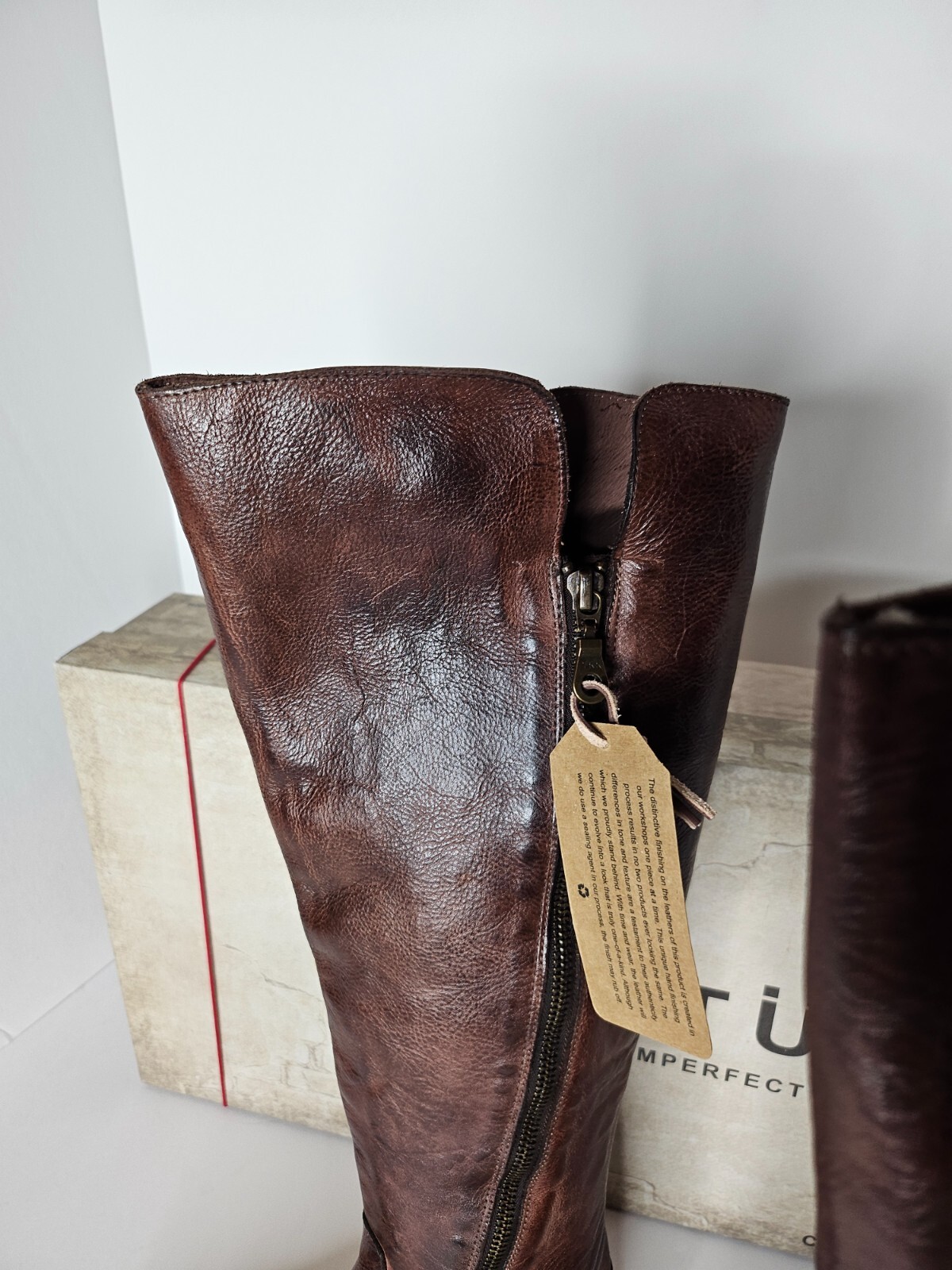 Pre-owned Be&d Bed Stu Boots Letizia Genuine Leather Riding Boots Size 7.5 $425.00 In Teak Dip Dye