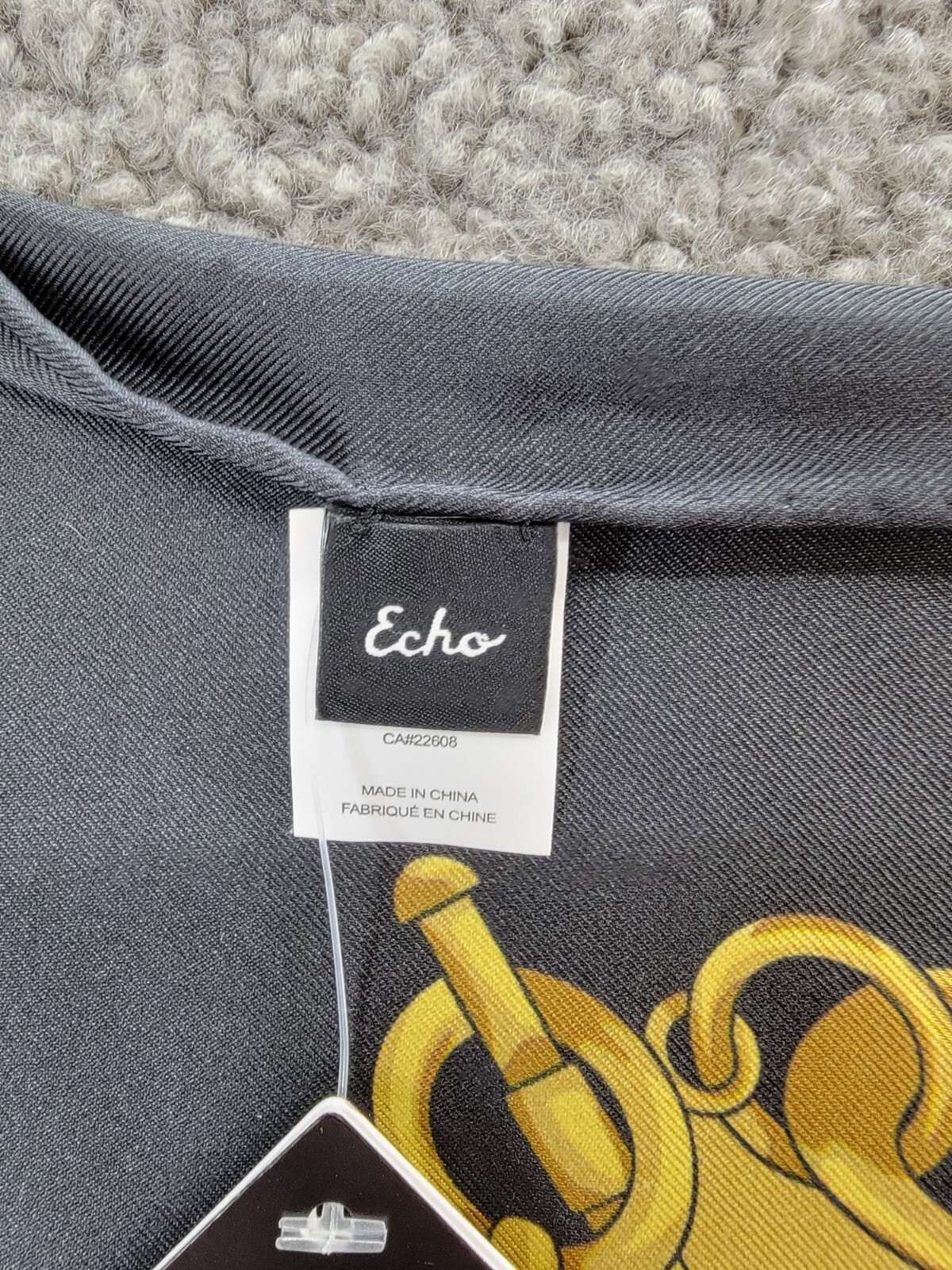 Echo Leopard Charm Square Silk Scarf Women's One Size Black Multi Hemmed Edges - Picture 12 of 17