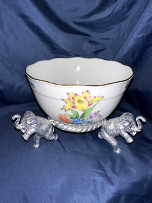 Herend Boquet Bowl Round Design and Arthur Court Dancing Elephant Tripod