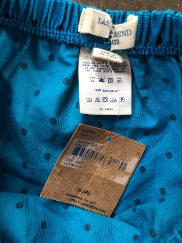 Girls 4 4T Lands End Blue Corduroy Skirt NEW NWT Black Dot Ruffle