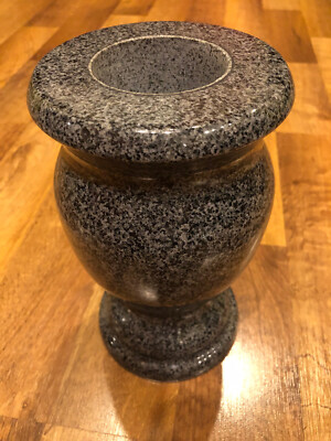 5x5x9 Charcoal Turned Solid Granite Memorial Vase Polished - w/ Drain Hole - NIB