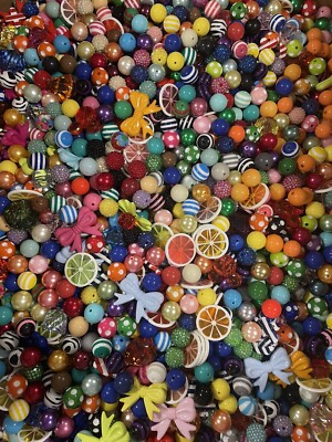 bubblegum beads 20mm Mixed 100 Piece Lot, Jumbo Beads, Chunky Beads