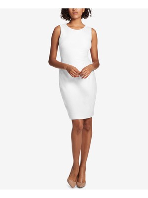 

TOMMY HILFIGER Женское короткое коктейльное платье-футляр цвета слоновой кости без рукавов с декорированным вырезом, Цвет слоновой кости