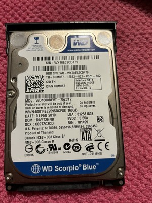 WD Scorpio Blue WD1600BEVT 160GB SATA 2.5'' HDD Hard Drive