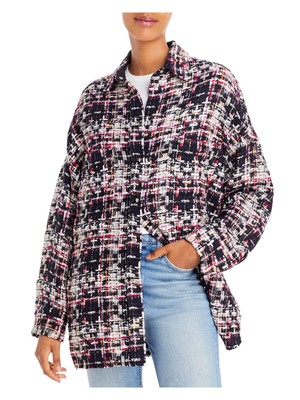 

IRO Женская темно-синяя твидовая куртка на пуговицах с бахромой и карманами с вентиляцией по бокам, Navy, WP100FERRY