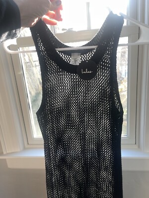 Lulu s Black Sandy Cove Crochet Knit Dress Cover Up Medium M New With Tags NWT