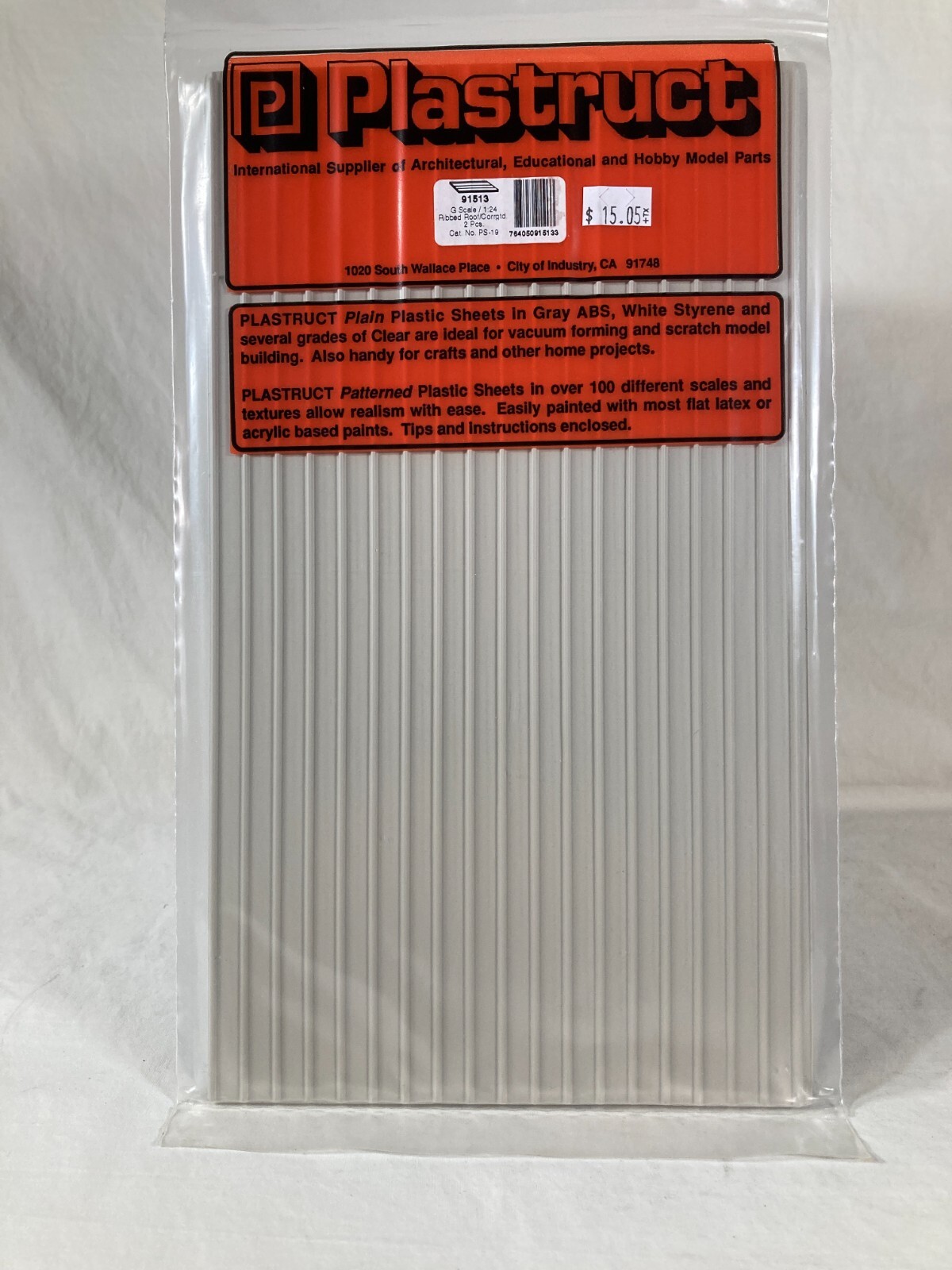 Plastruct 91513 Ribbed Roofing Corrugated Material Patterned 