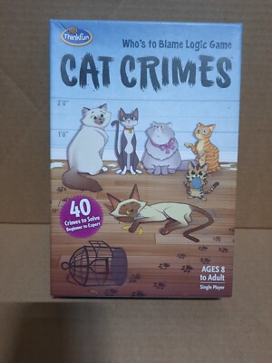 ThinkFun Cat Crimes Logic Brain Game and Brainteaser Ages 8 Up 100% VG+ Complete