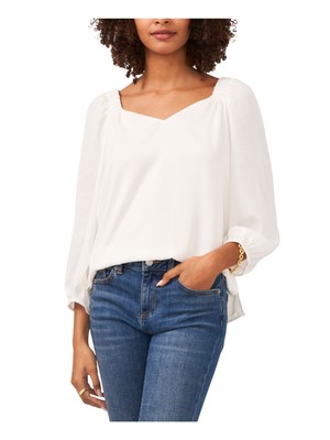 Женский топ VINCE CAMUTO с V-образным вырезом и круглым вырезом горловины и рукавами 3/4 на белой подкладке XL
