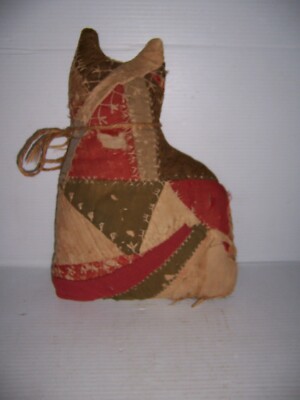 Primitive Style Quilt Kitty Cat Throw Pillow