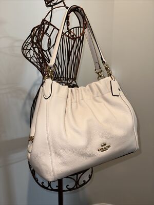 Coach C1454 Maya Leather Shoulder Bag-Tote Chalk