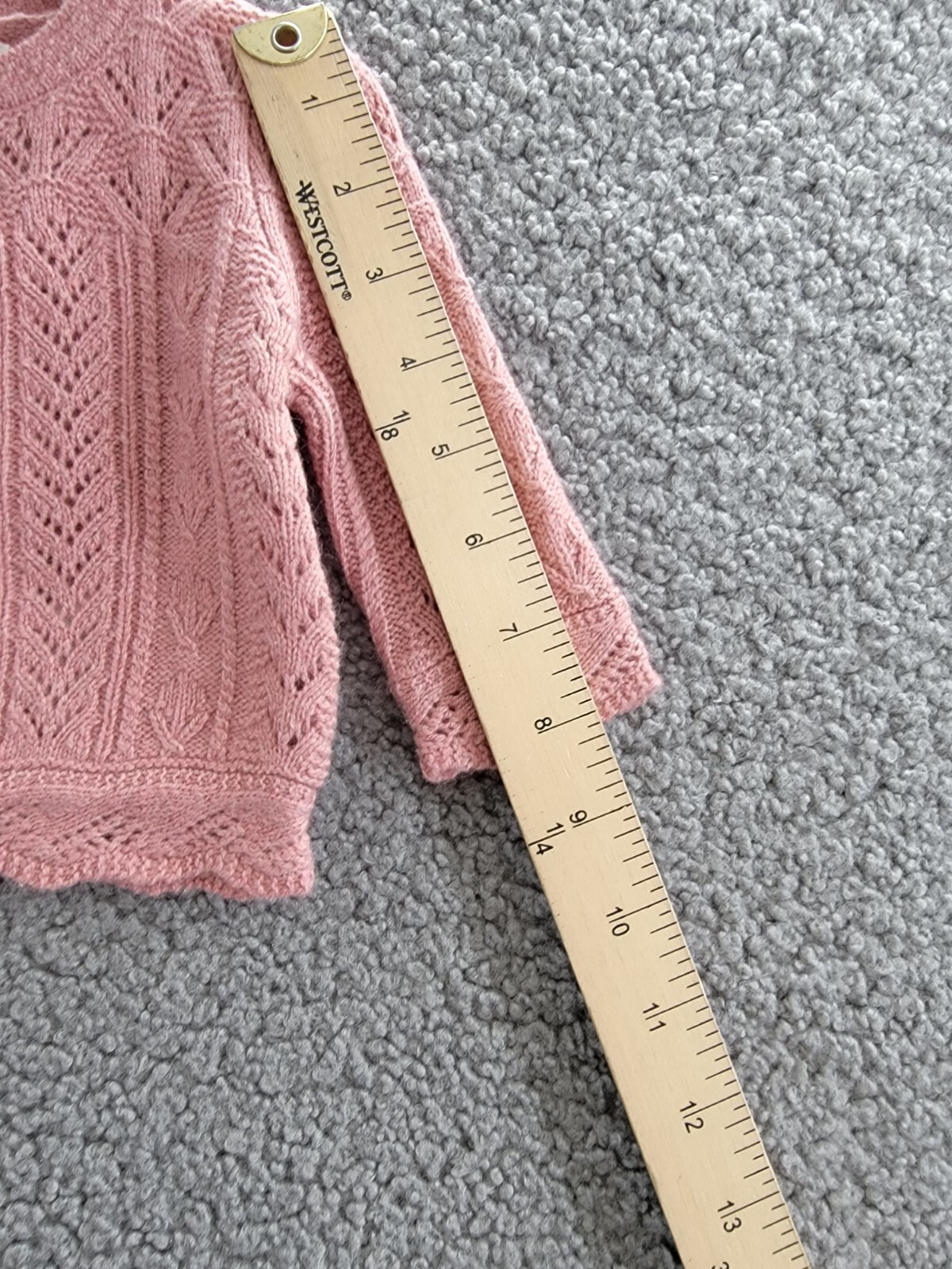Ralph Lauren Wool Blend Mixed Knit Cardigan Baby Girls' 3-6Mos Pink Long Sleeve - Picture 5 of 17