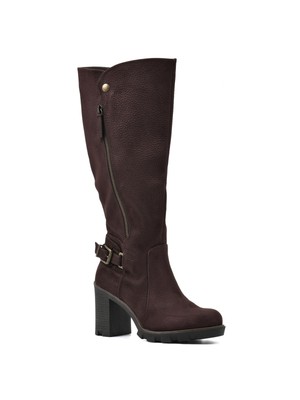 БЕЛЫЕ ГОРНЫЕ женские ботинки с коричневым ремешком и пряжкой Berlin Toe на блочном каблуке 7 М