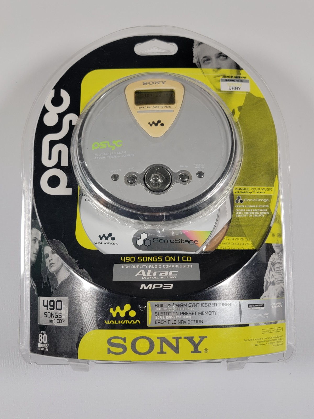 Sony Psyc D-NF400 CD Walkman Gray Atrac3 Plus MP3 TV/Weather Sony Psyc D-NF400 CD Walkman Gray Atrac3 Plus MP3 TV/Weather