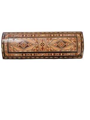 Middle Eastern Mosaic Inlaid Wooden Trinket Box Mother of Pearl  8'' X 2'' Red...