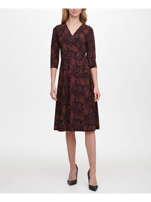 

TOMMY HILFIGER Женское платье Black Tie с узором пейсли и рукавами 3/4 с вырезом на пуговицах, Черный