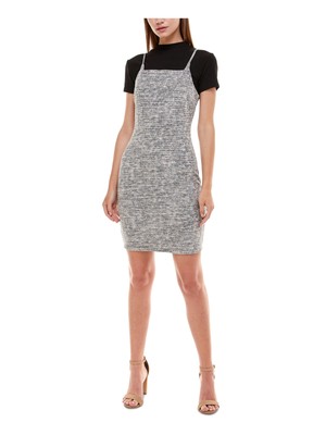 ПОЧТИ ЗНАМЕНИТОЕ женское черное трикотажное платье с коротким рукавом Short Body Con Dress S