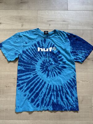 MENS HUF TIE DYE BLUE T-SHIRT SIZE M