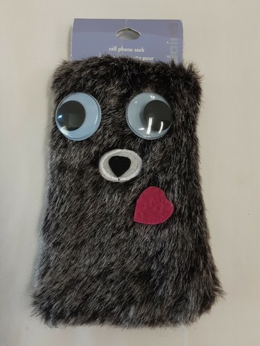 Claire's Furry Cell Phone Sock W/ Big Googly Eyes 3.5" W X 5.5 L BNWT!