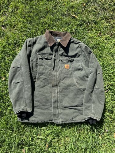 Men's Carhartt Arctic Green Quilted Lined Canvas Zip Up Work Men's Carhartt Arctic Green Quilted Lined Canvas Zip Up Work