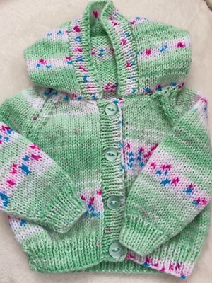 hand knitted baby girls hooded jacket
