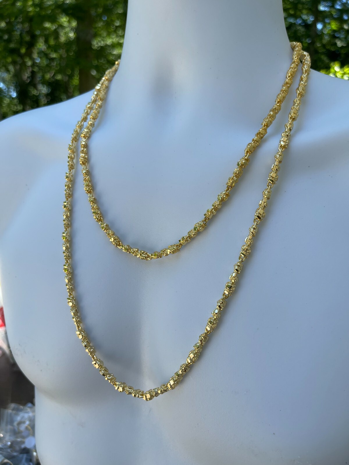 Pre-owned Silver 14k Gold Plated Solid 925 Sterling  Nugget Link Chain Necklace 5mm 18-30"