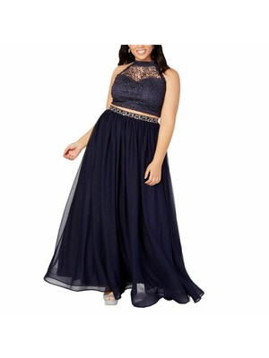 

Женский темно-синий укороченный топ без рукавов SEQUIN HEARTS Формальный топ для юниоров Размер, Navy