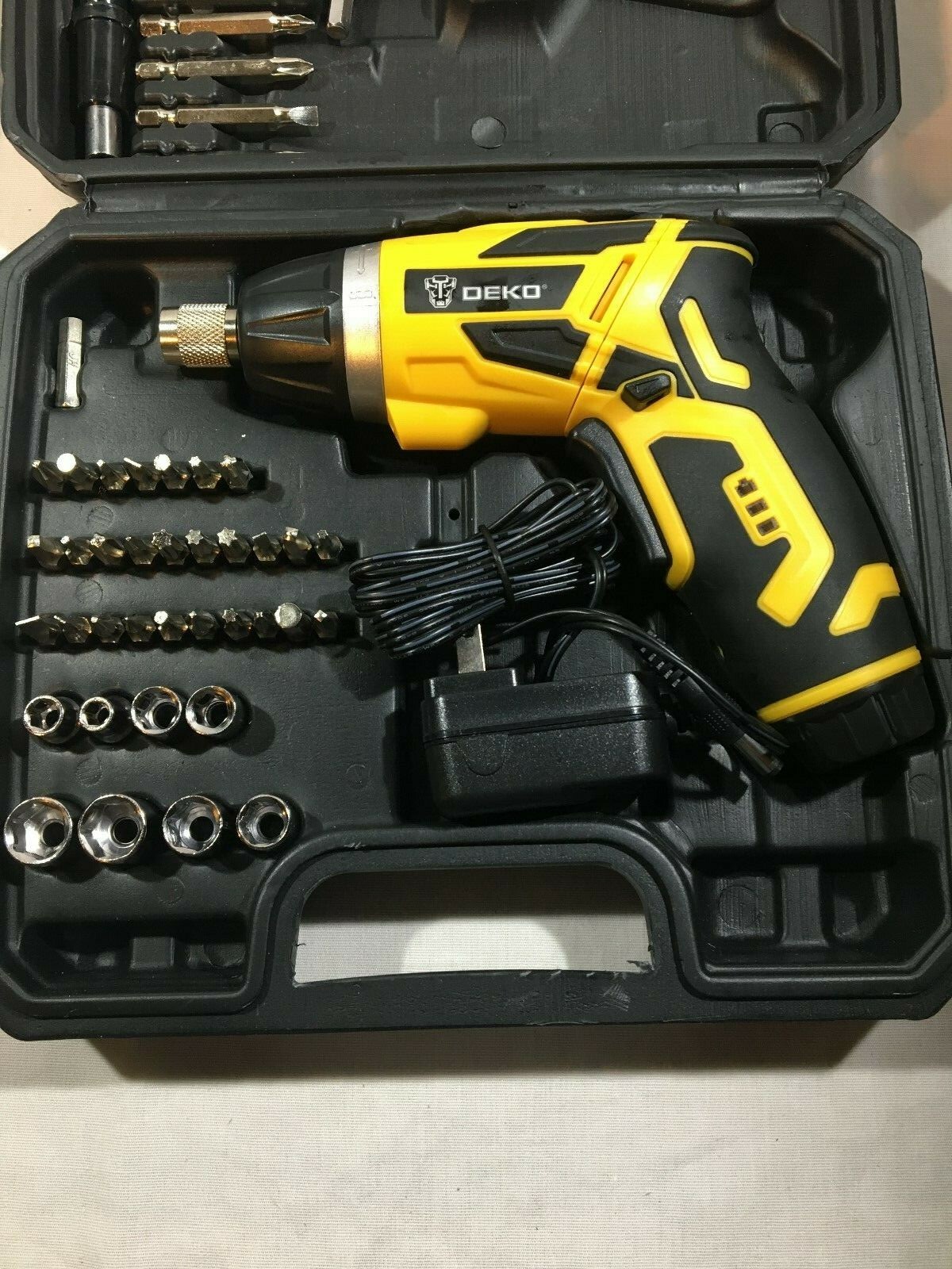 Deko GCD3.6DKB Cordless Screwdriver Rotatable Rechargeable Yellow Kit VERY GOOD
